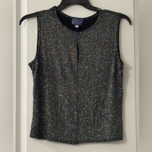 Scooter Tops by Onyx Nite Black Multi-Color Sparkly Texture Overall Tank Top